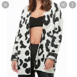 Forever 21 Sweaters | Forever 21 White and Black Leopard Print Wool Blend Cardigan | Color: Black/White | Size: L | Somebunnythirft's Closet